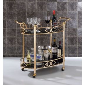 ACME 98351 Ottesen - Serving Cart - Gold & Black Glass
