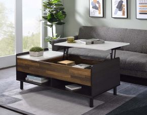 ACME LV00828 Axel - Coffee Table - Marble, Walnut & Black Finish
