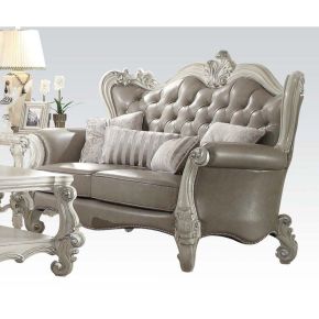 ACME 52126 Versailles - Loveseat - Vintage Gray PU & Bone White - 50"