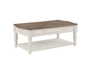 ACME LV01662 Florian - Coffee Table - Oak & Antique White Finish