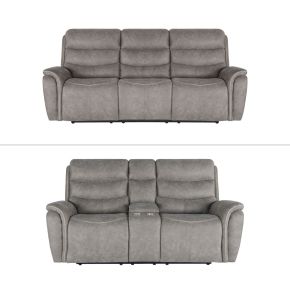 New Classic 22-U092-2FR Kamari - P2 2 Piece Power Headrest & Footrest Sofa & Loveseat - Gray