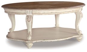 Ashley Furniture T743-0 Realyn - Oval Cocktail Table - White / Brown