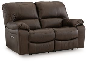 Ashley Furniture U4380874 Leesworth - Reclining Power Loveseat - Dark Brown