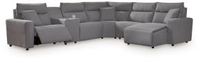 Ashley Furniture 65906S6 Ashley Furniture 65906S6 Modmax II - 6-Piece Power Reclining Sectional With RAF Press Back Power Chaise And Сonsole - Salt And Pepper