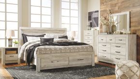 Signature Design by Ashley® B331/31/36/58/56S/95/91(2)/B100-14 Bellaby - Whitewash - 8 Pc. - Dresser, Mirror, King Platform Bed With 2 Storage Drawers, 2 Nightstands