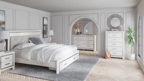 Signature Design by Ashley® B2640/31/36/56S/58/95/B100-14/92(2) Altyra - White - King Upholstered Storage Bed - 8 Pc. - Dresser, Mirror, King Bed, 2 Nightstands