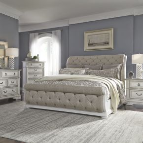 Liberty Furniture 520-BR-CSLDMCN Abbey Park - 5 Piece Bedroom Set (California King Sleigh Bed, Dresser & Mirror, Chest, Nightstand) - White