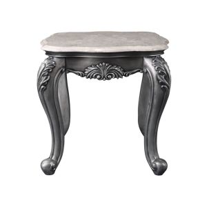 ACME 85347 Ariadne - End Table - Marble & Platinum
