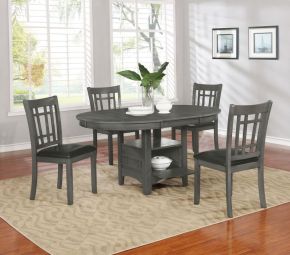 CoasterEveryday 108211-S5 Lavon - 5 Piece Oval Extension Leaf Dining Set - Medium Gray