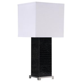 Coaster Fine Furniture 920204 Bridle - Square Shade Faux Crocodile Table Lamp - Black