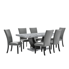 New Classic 40-3765-D6C Lyra - Dining Table & 6 Chairs - Gray
