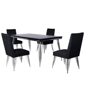 New Classic 40-D1891-D4C Ava - Dining Table With 4 Chairs - Black / Silver