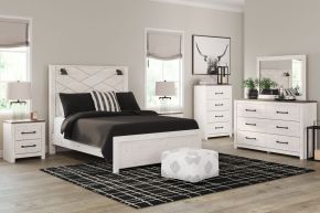 Ashley Furniture B1190/31/36/44/57/54/98/92(2) Ashley Furniture B1190/31/36/44/57/54/98/92(2) Gerridan - 8 Pc. - Dresser, Mirror, Chest, Queen Panel Bed with Sconces, 2 Nightstands - White