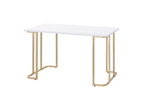 ACME 93102 Estie - Writing Desk - White & Gold Finish