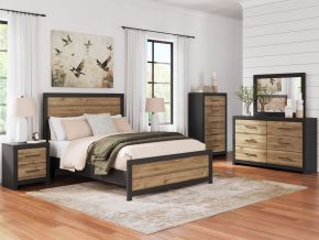 Signature Design by Ashley® B2073/31/36/46/71/96 Vertani - Black - 5 Pc. - Dresser, Mirror, Chest, Queen Panel Bed