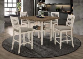 CoasterEssence 192818-S5 Sarasota - 5 Piece Drop Leaf Counter Dining Set - Rustic Cream