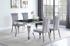 CoasterEssence 105071-S5G Carone - 5 Piece Rectangular Glass Dining Set - Gray