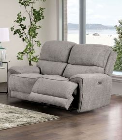 Furniture of America FM62001LG-LV-PM Morcote - Power Loveseat - Light Gray