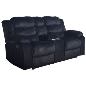 New Classic U1816-25-BLK Willow - Console Loveseat With Dual Recliners - Black