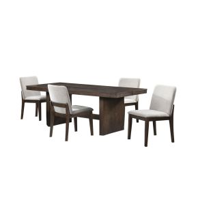 New Classic 40-D3434-RT4C Kody - 79" Rectangle Fixed Top Dining Table With 4 Chairs - Brown / Cream