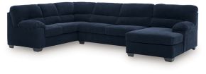 Ashley Furniture 24205S2 SimpleJoy - 3-Piece Sectional With RAF Corner Chaise - Navy