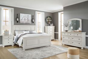 Ashley® B742/31/36/46/57/54/96 Robbinsdale - Antique White - 6 Pc. - Dresser, Mirror, Chest, Queen Panel Bed