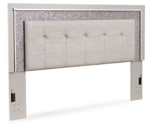 Signature Design by Ashley® B2114-58 Zyniden - Silver - King Upholstered Panel Headboard