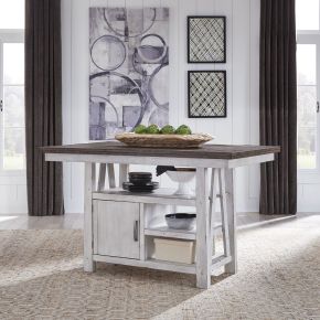 Liberty Furniture 139WH-GT3660 Farmhouse - Gathering Table - Two Tone White / Wood Tone