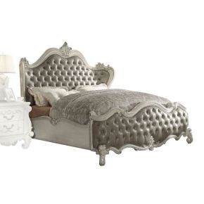 ACME 21150Q ACME 21150Q Versailles - Queen Bed - Vintage Gray Synthetic Leather & Bone White