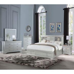 ACME 24920Q Louis Philippe III - Queen Bed - Platinum - 48"