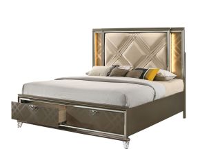 ACME 25335F Skylar - Full Bed - Led, PU & Dark Champagne