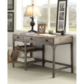 ACME 92325 Gorden - Desk - Weathered Oak & Antique Silver
