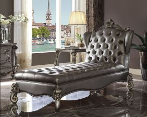 ACME 96825 Versailles - Chaise - Silver PU & Antique Platinum
