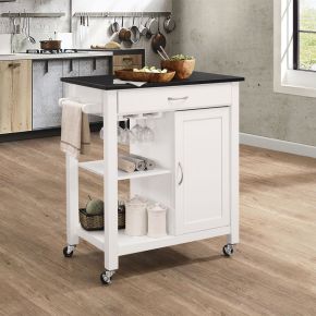 ACME 98320 Ottawa - Kitchen Cart - Black Wooden Top & White