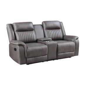 New Classic U2506-25-GRY Enzo - Console Loveseat With Dual Recliners - Gray