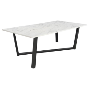 CoasterEssence 193781 Mayer - Rectangular Faux Marble Dining Table - White