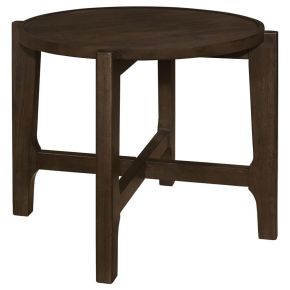 Coaster Fine Furniture 708287 Cota - Round Solid Wood End Table - Dark Brown
