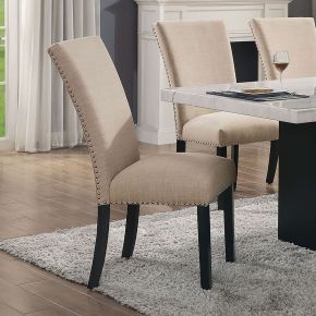 Furniture of America CM3744BG-SC-2PK Kian - Side Chair(Set of 2) - Black / Beige