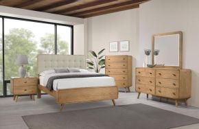 Coaster Fine Furniture 225091KE-S5 Robyn - 5 Piece Eastern King Bedroom Set - Light Ash