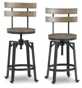 Signature Design by Ashley® D334-124 Lesterton - Light Brown / Black - Swivel Barstool (Set of 2)