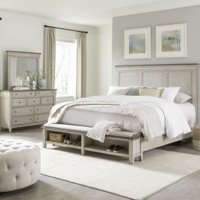 Liberty Furniture 457-BR-QSBDM Ivy Hollow - 3 Piece Bedroom Set (Queen Storage Bed, Dresser & Mirror) - White