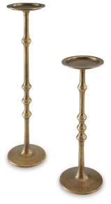 Signature Design by Ashley® A2000683 Larwick - Antique Brass Finish - Candle Holder Set (Set of 2)