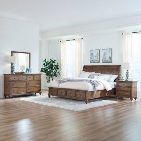 Liberty Furniture 104-BR-KSBDMN Liberty Furniture 104-BR-KSBDMN Twin Lakes - 4 Piece Bedroom Set (King Storage Bed, Dresser & Mirror, Night Stand) - Chestnut