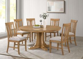 Coaster Fine Furniture 109460-S7 Hartville - 7 Piece Round Dining Table Set - Natural Light Brown