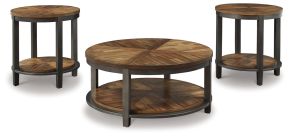 Ashley Furniture T411-13 Roybeck - Occasional Table Set (Set of 3) - Light Brown / Bronze
