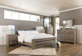 Signature Design by Ashley® B248/31/36/68/66/99/92(2) Zelen - Warm Gray - 7 Pc. - Dresser, Mirror, King Panel Bed, 2 Nightstands