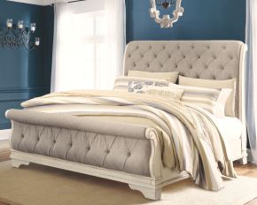 Signature Design by Ashley® B743/77/74/98 Realyn - Two-tone - Queen Upholstered Sleigh Bed