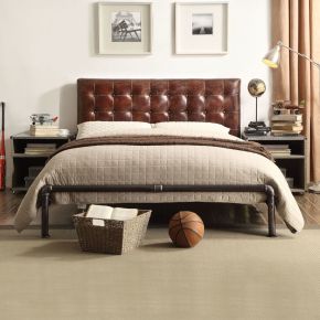 ACME 26210Q Brancaster - Queen Bed - Vintage Brown Top Grain Leather