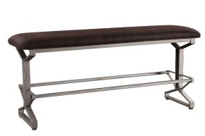 ACME 73903 Evangeline - Counter Height Bench - Rustic Brown Fabric & Black Finish