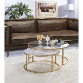 ACME 81110 Shanish - Coffee Table - Faux Marble & Gold